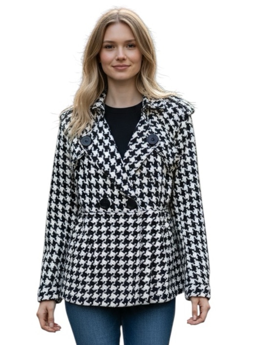 SUPER LOW FAT: Gingham Pea Coat Jacket -Size Large